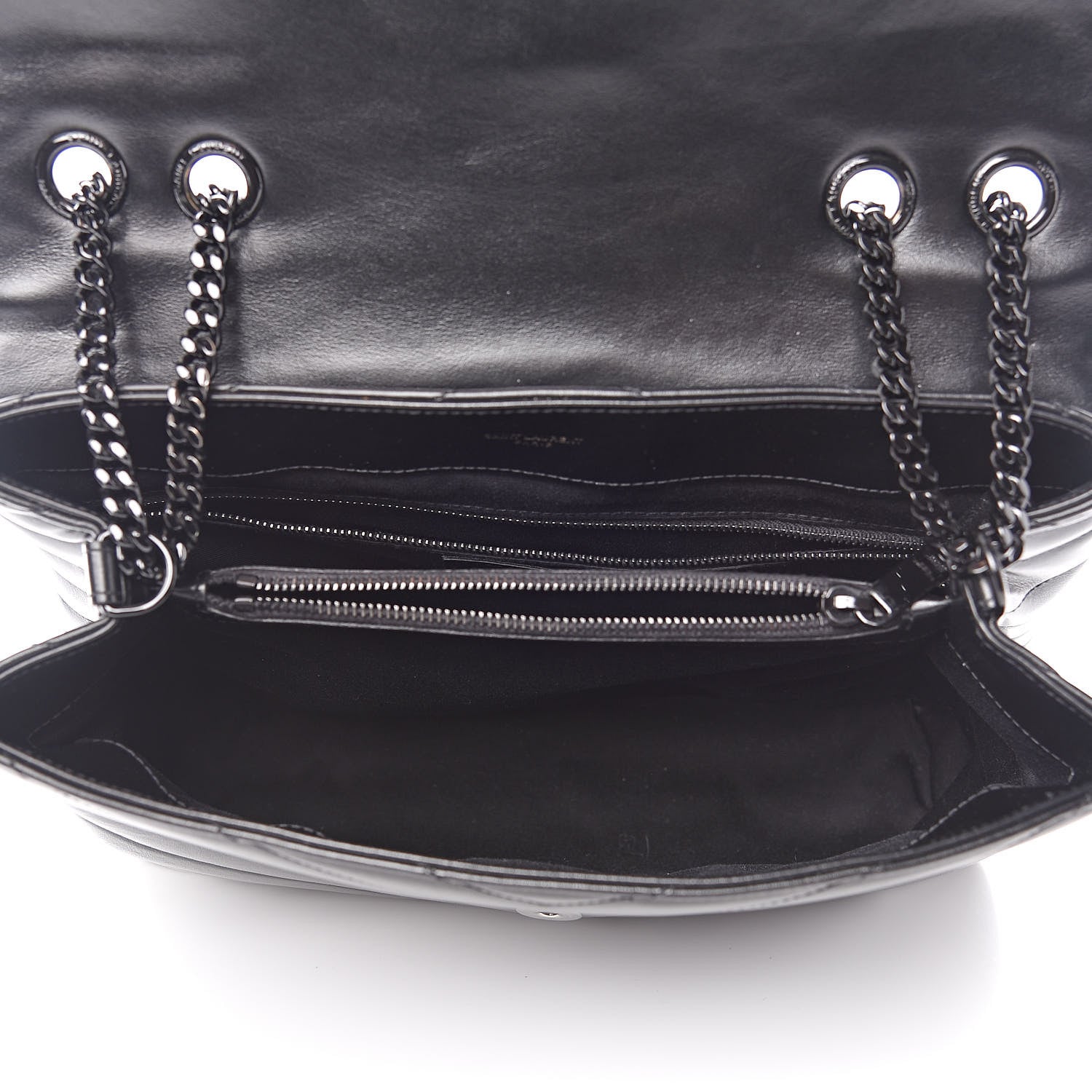 Saint Laurent Calfskin Y Quilted Monogram Medium Loulou Chain Satchel Black 5 of 12