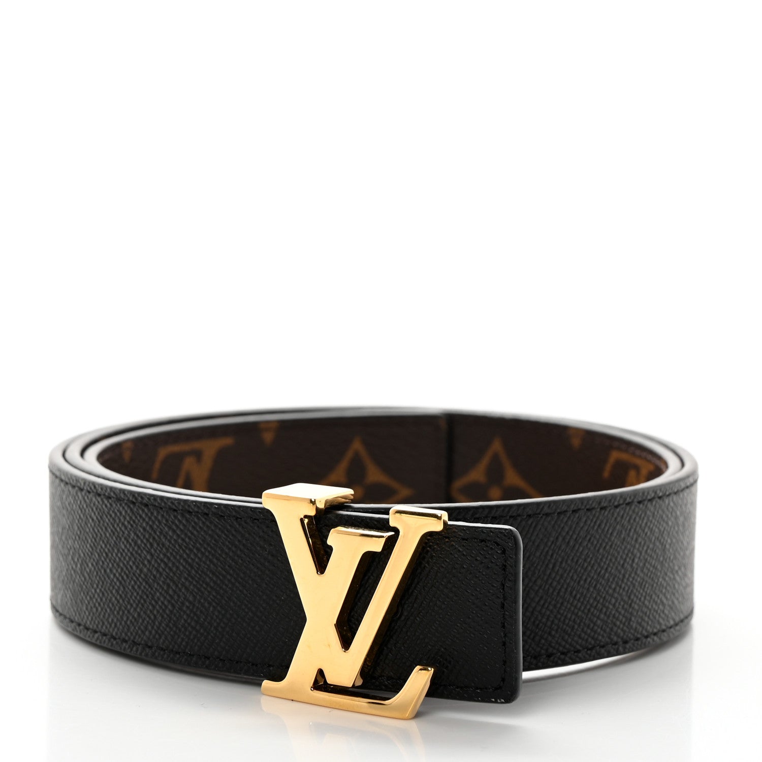 Louis Vuitton Calfskin Monogram 40mm LV Initiales Reversible Belt 80 32 Black 3 of 6