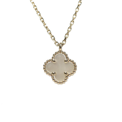 Van Cleef & Arpels 18K Yellow Gold Mother of Pearl Sweet Alhambra Pendant Necklace 4 of 5