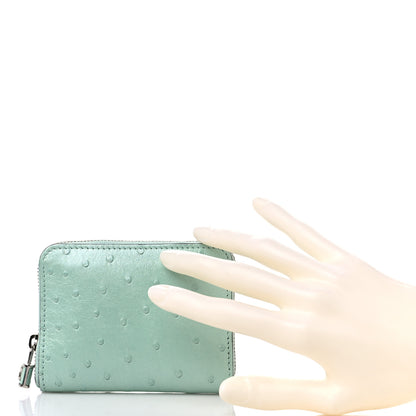 Louis Vuitton Ostrich Zippy Coin Purse Candy Green 2 of 8
