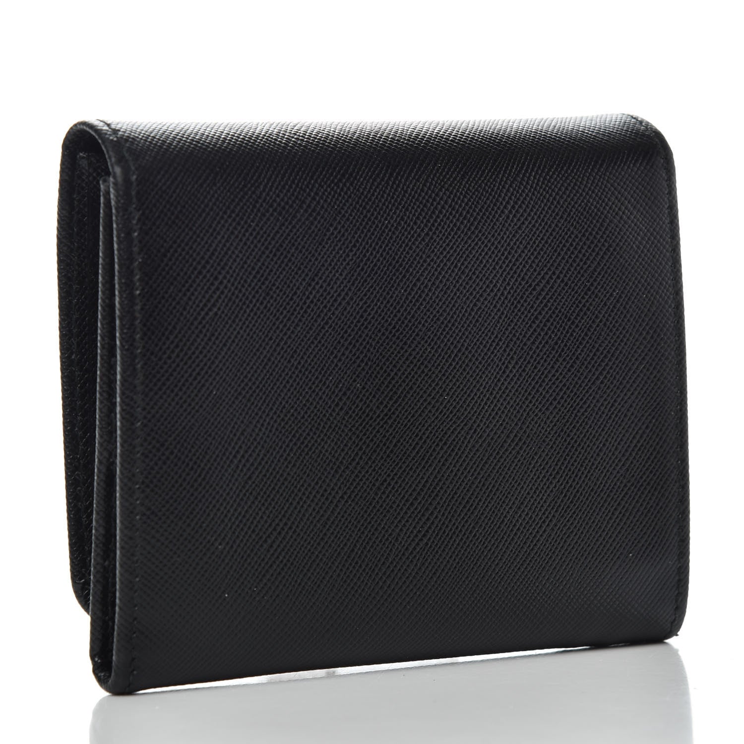 Prada Saffiano Metal Tri-Fold Wallet Black 3 of 6