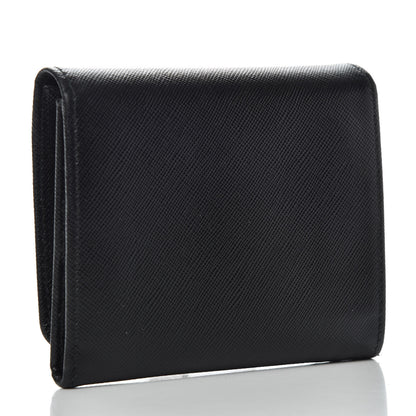 Prada Saffiano Metal Tri-Fold Wallet Black 3 of 6