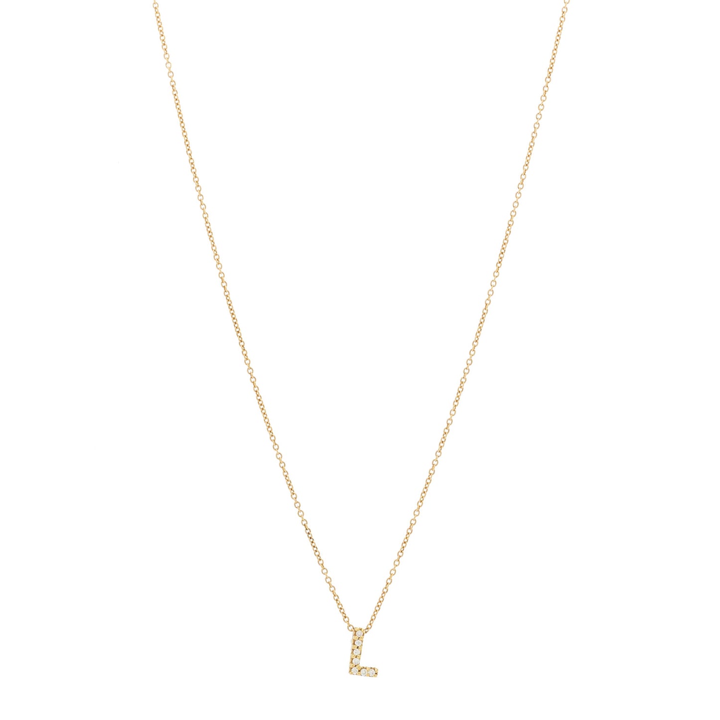 18K Yellow Gold Diamond Love Letter L Pendant Necklace