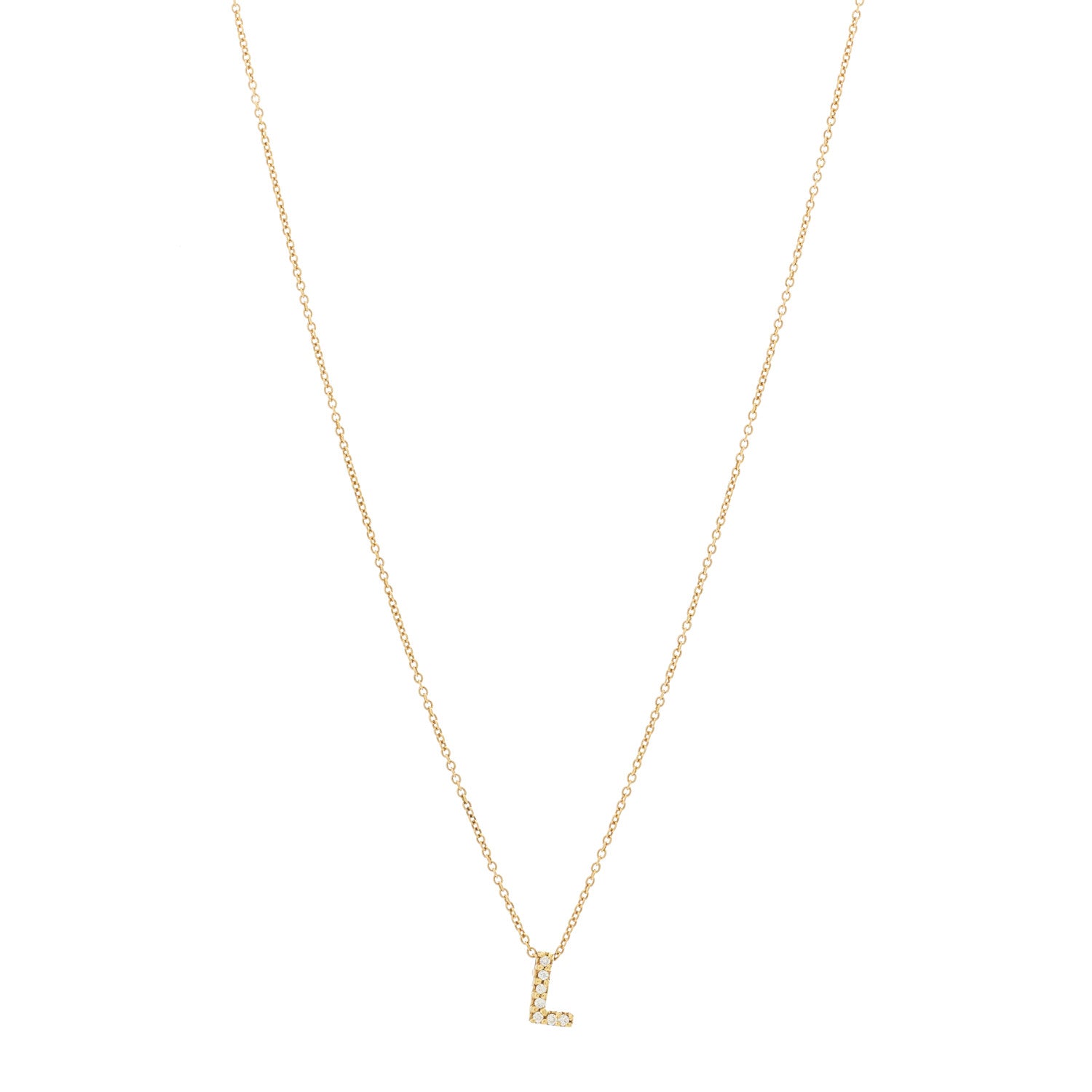 Roberto Coin 18K Yellow Gold Diamond Love Letter L Pendant Necklace 1 of 6
