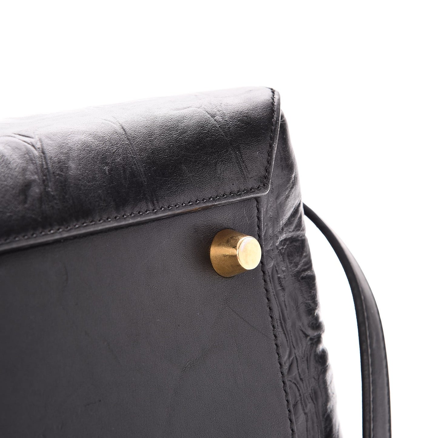 Calfskin Crocodile Embossed Small Belt Bag Black