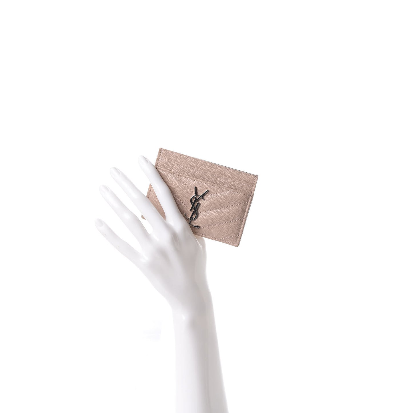Grain De Poudre Matelasse Chevron Monogram Credit Card Case Pale Blush