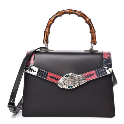 Gucci Calfskin Snakeskin Small Lilith Top Handle Bag Black 1 of 17
