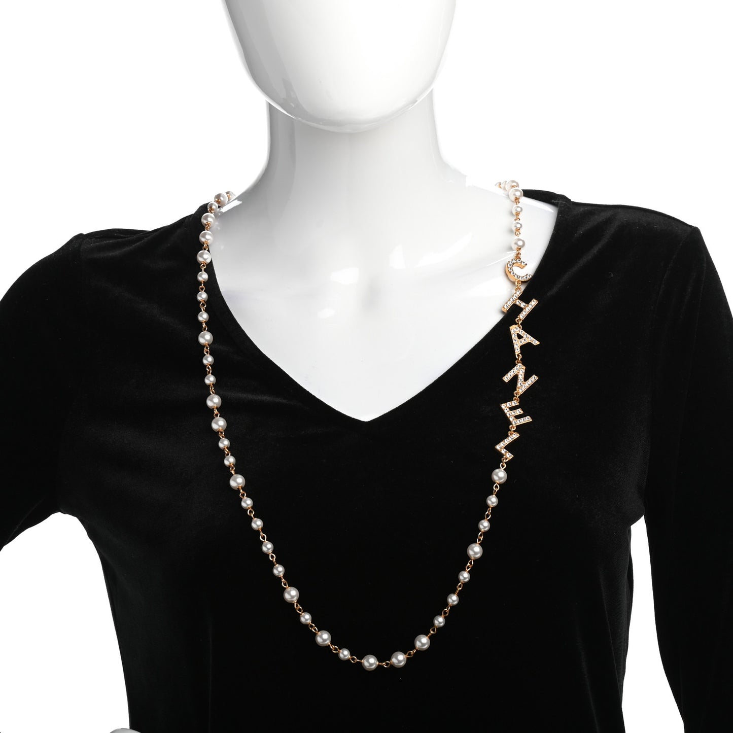 Metal Crystal Pearl 90’s Icon Logo Necklace Gold