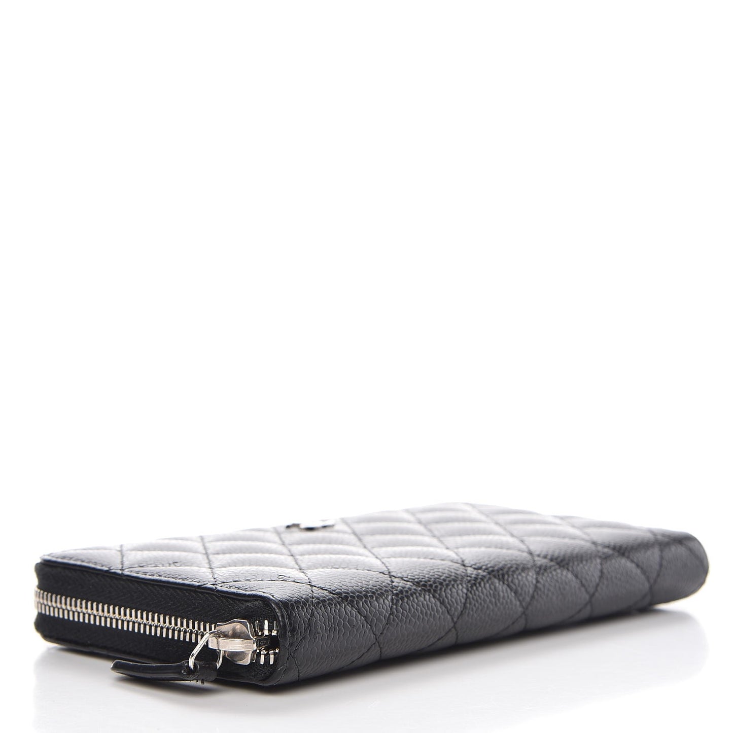 Caviar Quilted Large Gusset Zip Around Wallet Black