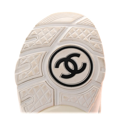 Chanel Suede Calfskin Lambskin Neoprene High Top CC Sneakers 39.5 White Fluo Orange 12 of 23