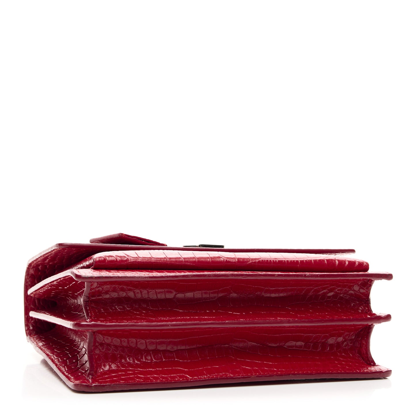 Calfskin Crocodile Embossed Medium Monogram Sunset Rouge Eros