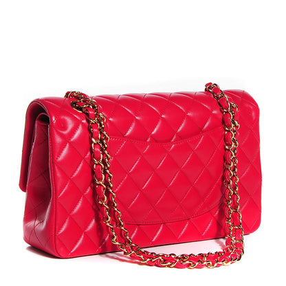 Chanel Lambskin Quilted Jumbo Double Flap Dark Pink 3 of 8