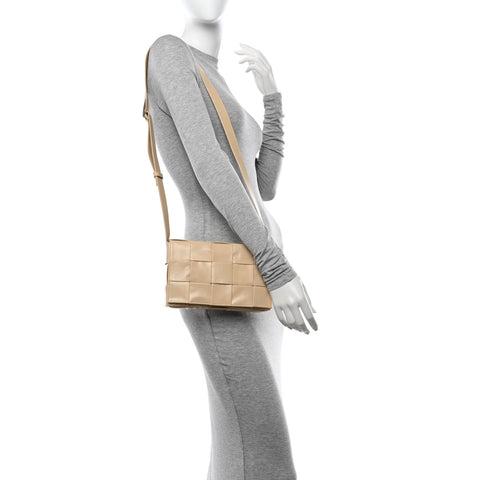 Paper Calfskin Maxi Intrecciato Cassette Crossbody Bag Porridge