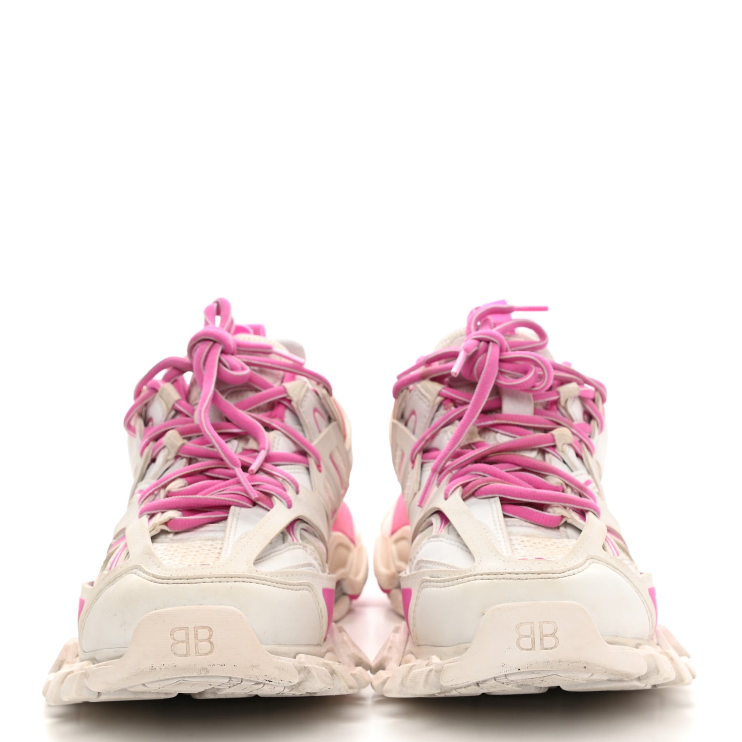 Mesh Rubber Bi-Color Womens Track Sneakers 38 Fluo Pink White