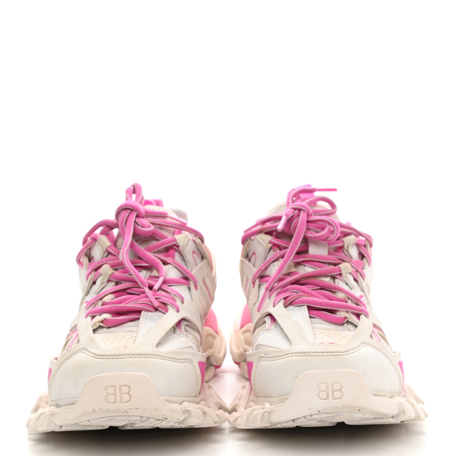 Balenciaga Mesh Rubber Bi-Color Womens Track Sneakers 38 Fluo Pink White 2 of 10