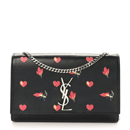 Saint Laurent Calfskin Medium Heart Bolts Monogram Kate Satchel Black 1 of 17