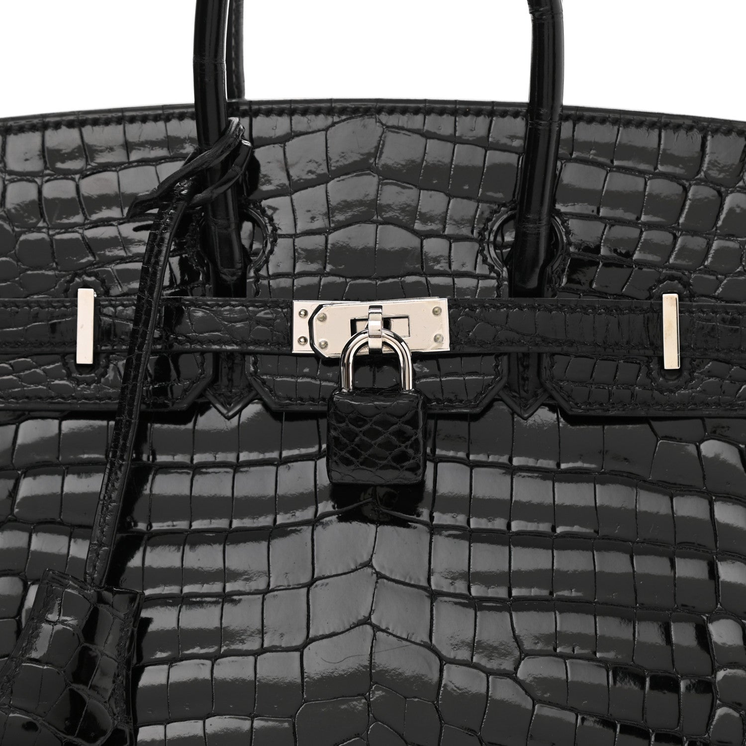 Hermes Shiny Niloticus Crocodile Birkin 25 Black 8 of 14