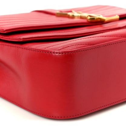 Saint Laurent Lambskin Matelasse Chevron Monogram Medium Sulpice Bag Red 10 of 11