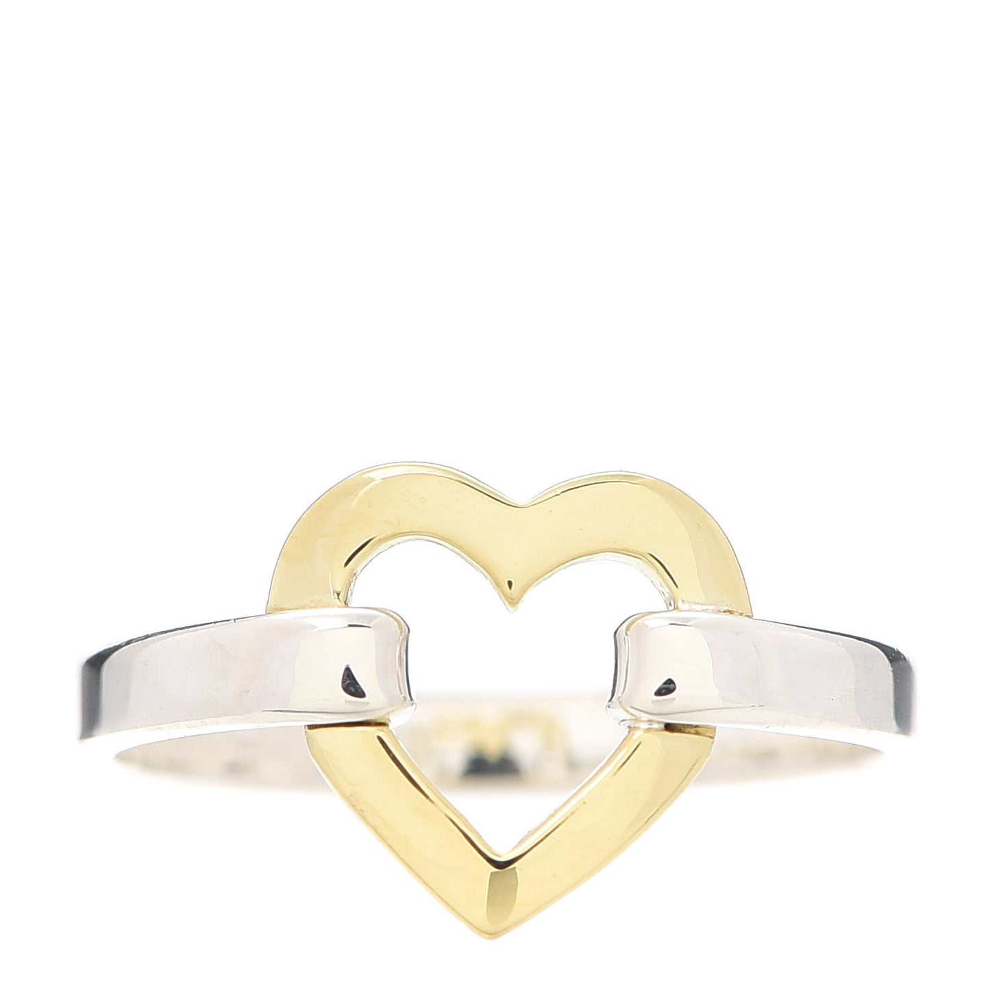 Sterling Silver 18K Yellow Gold Open Heart Ring 54 6.75