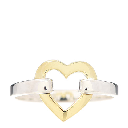 Tiffany Sterling Silver 18K Yellow Gold Open Heart Ring 54 6.75 1 of 5