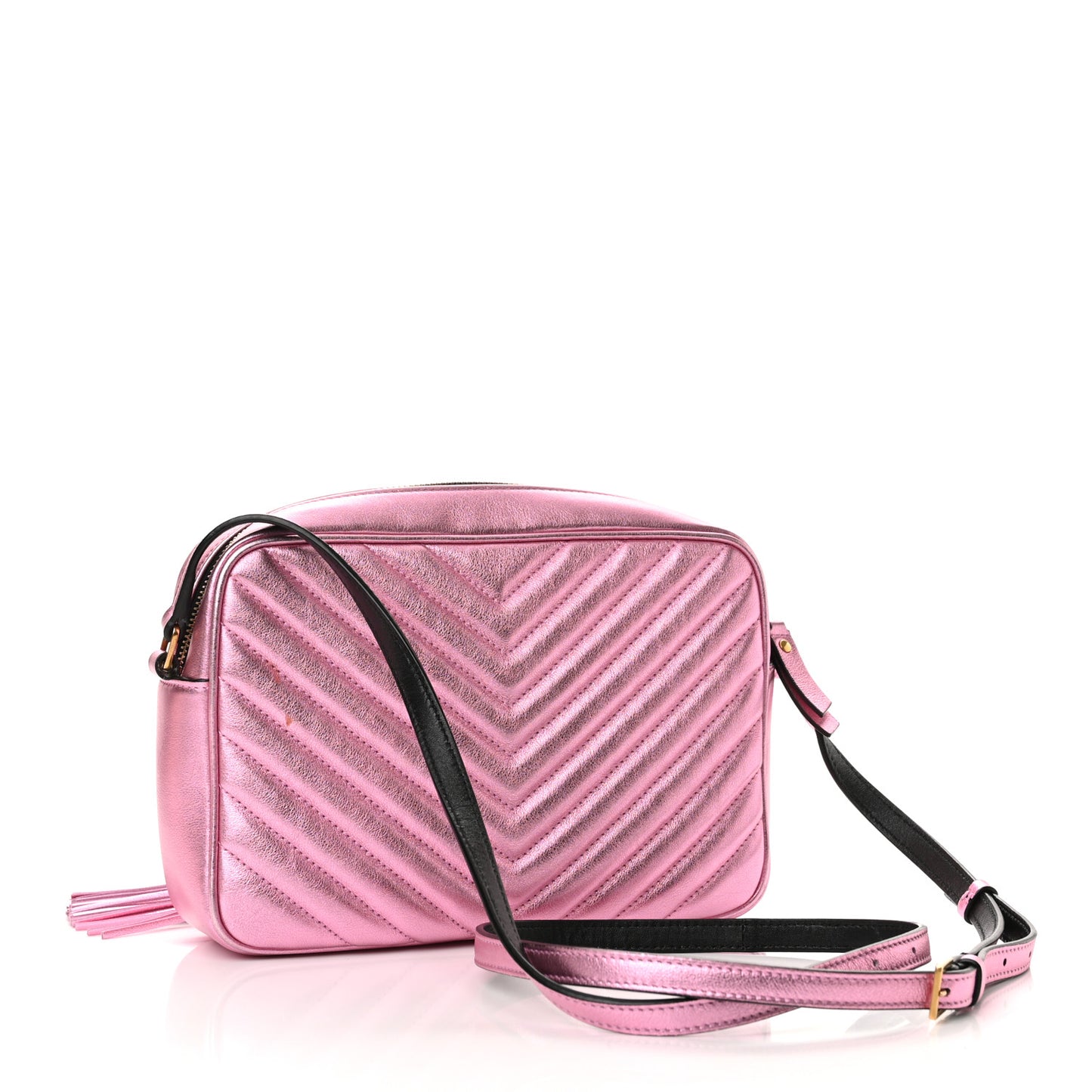 Metallic Calfskin Matelasse Monogram Lou Camera Bag Vegas Pink