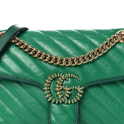 Gucci Azalea Calfskin Enamel Matelasse Diagonal Small Torchon GG Marmont Shoulder Bag New Shamarock Emerald 8 of 15