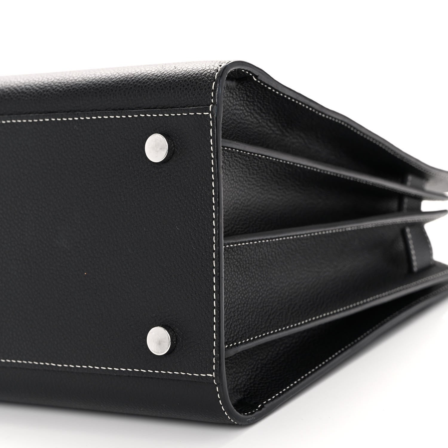 Saint Laurent Grained Calfskin Topstitch Small Sac De Jour Black Porcelain 9 of 11