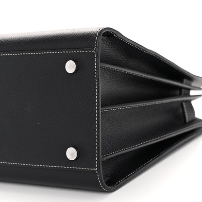 Saint Laurent Grained Calfskin Topstitch Small Sac De Jour Black Porcelain 9 of 11