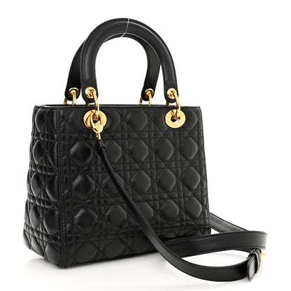 Christian Dior Lambskin Cannage Medium Lady Dior Black 3 of 10