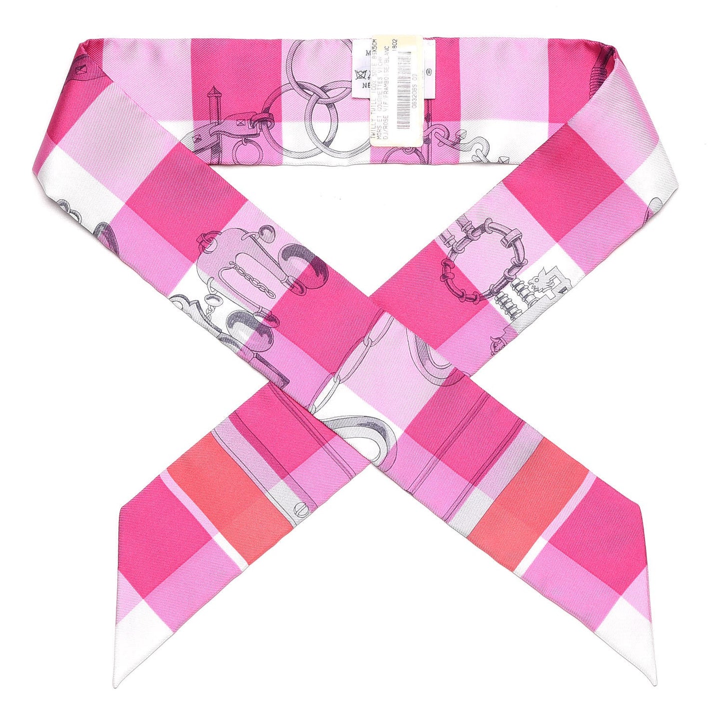 Silk Mors Et Gourmettes Vichy Twilly Rose Vif Framboise White