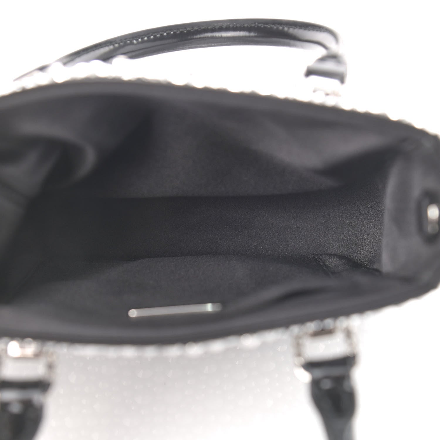Prada Satin Crystal Metal Triangle Logo Small Double Handle Crossbody Tote Metal 7 of 8