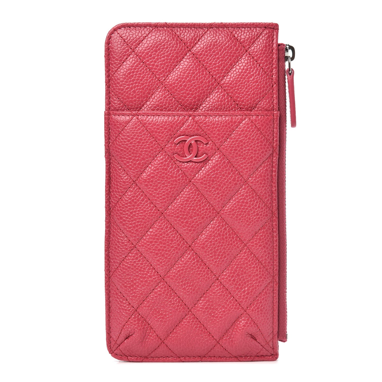 Caviar Quilted Classic Flat Wallet Pouch Pink