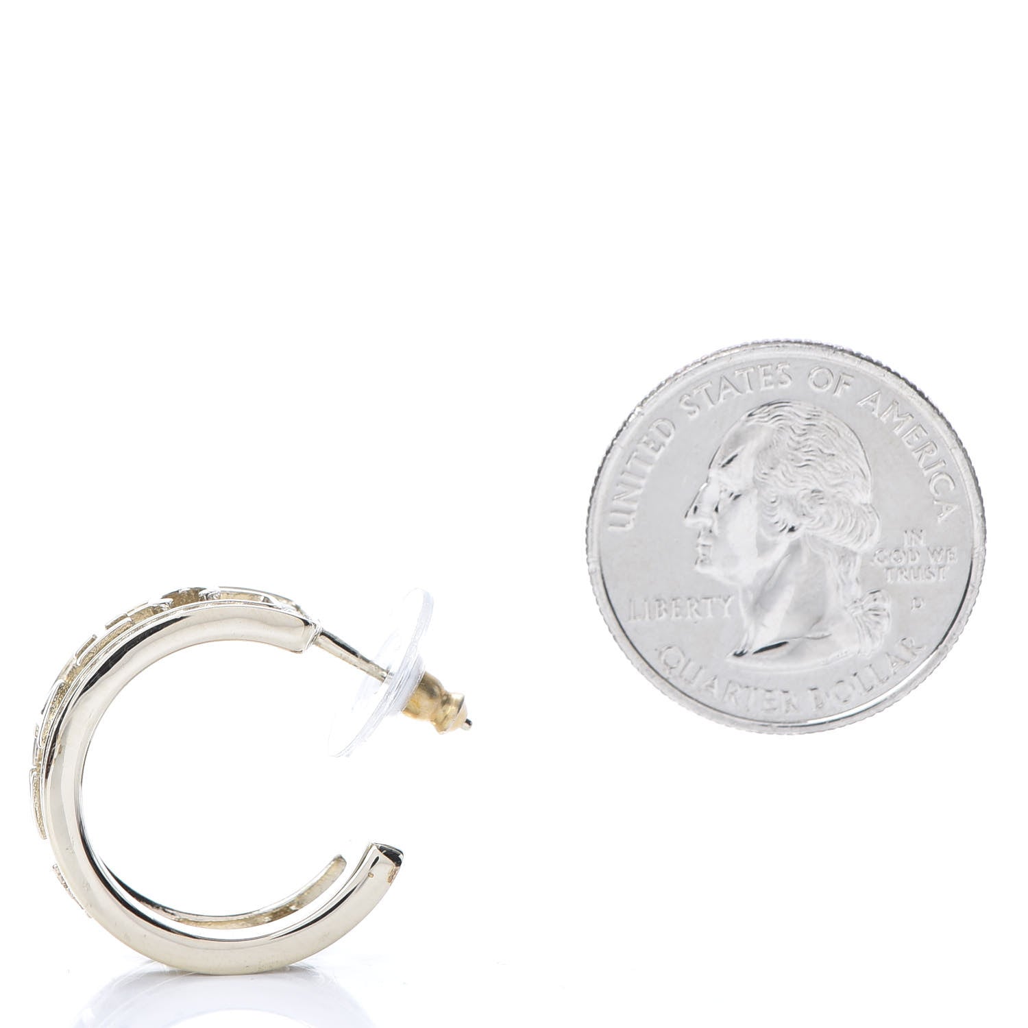 Chanel Metal Crystal Bow-tiful CC Hoop Earrings Gold 3 of 6