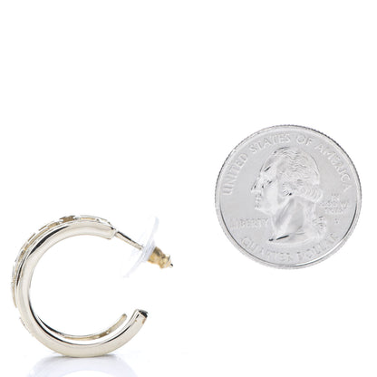 Chanel Metal Crystal Bow-tiful CC Hoop Earrings Gold 3 of 6