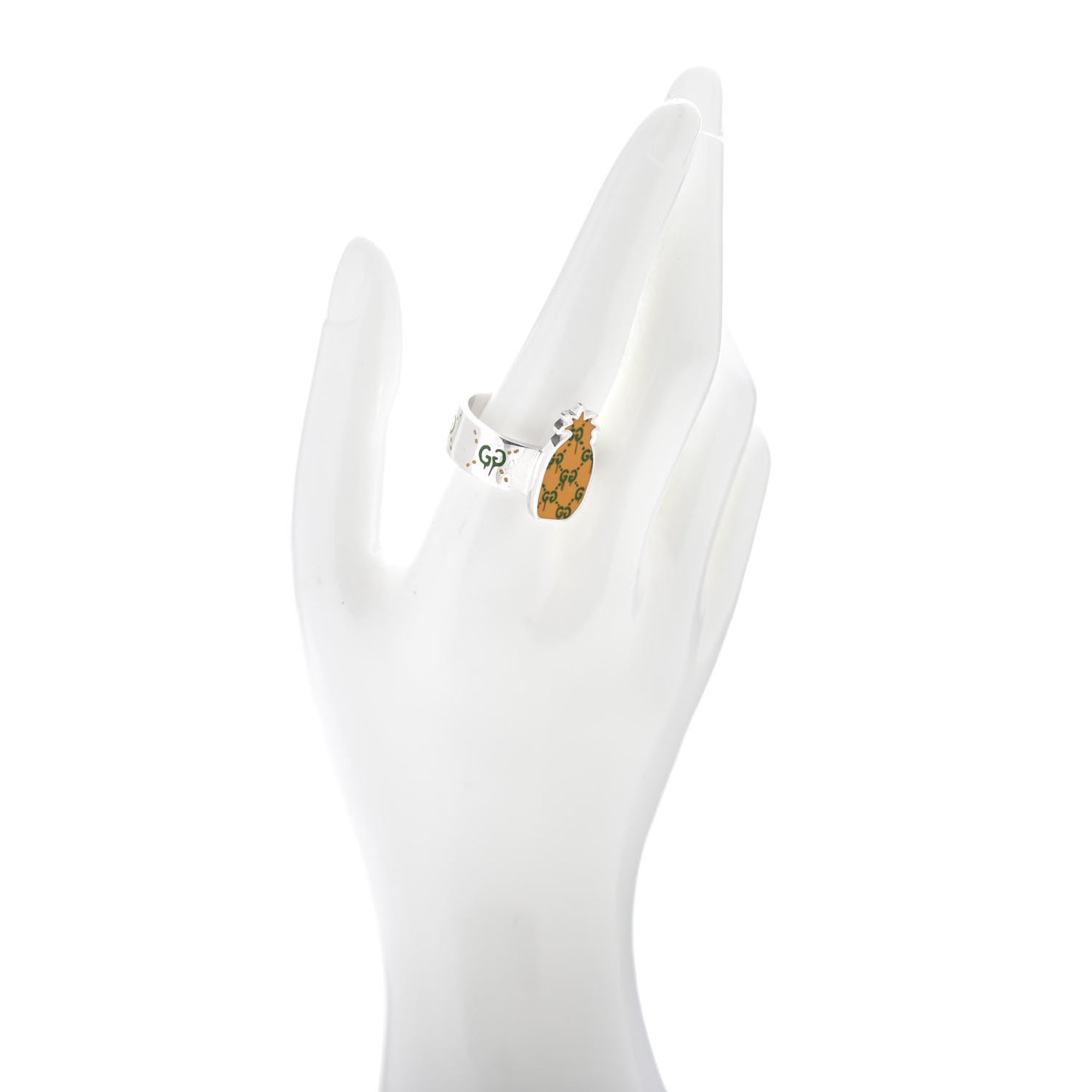 Sterling Silver Enamel GucciGhost Pineapple Ring 65 11