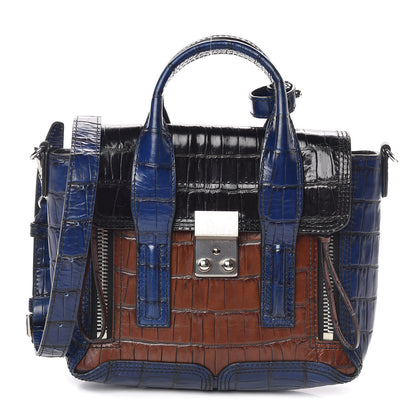 3.1 Phillip Lim 3.1 Calfskin Crocodile Embossed Mini Pashli Black Multicolor 1 of 9