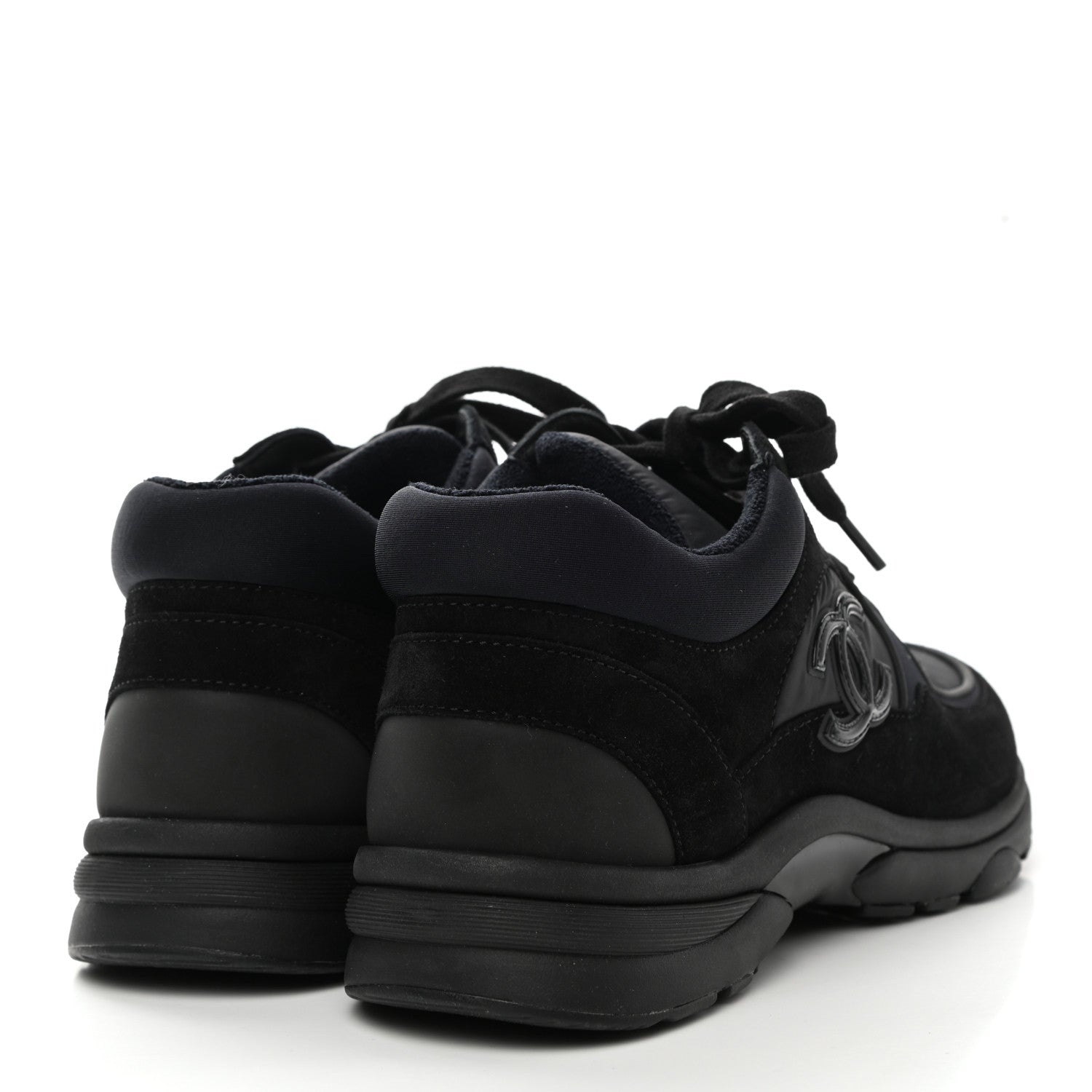 Chanel Suede Calfskin Mixed Fibers CC Sneakers 37 Black 4 of 9