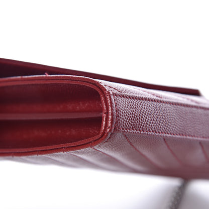 Saint Laurent Grain De Poudre Matelasse Chevron Monogram Chain Wallet Palissandre 11 of 12