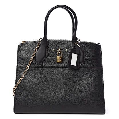 Louis Vuitton Calfskin Studded City Steamer MM Black 1 of 18