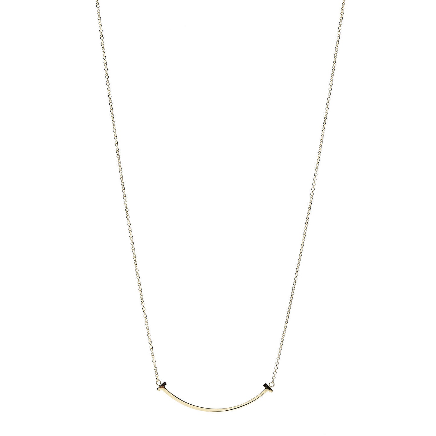 18K Yellow Gold Small T Smile Pendant Necklace