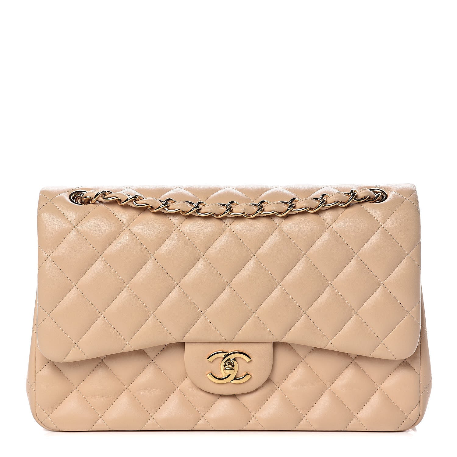 Chanel Lambskin Quilted Jumbo Double Flap Beige Clair 1 of 15