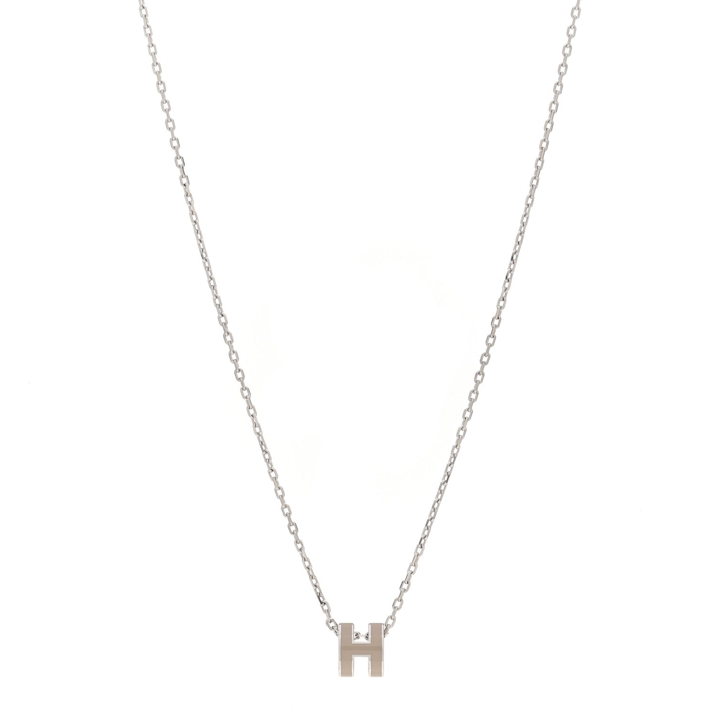 Palladium Mini Pop H Pendant Necklace Marron Glace