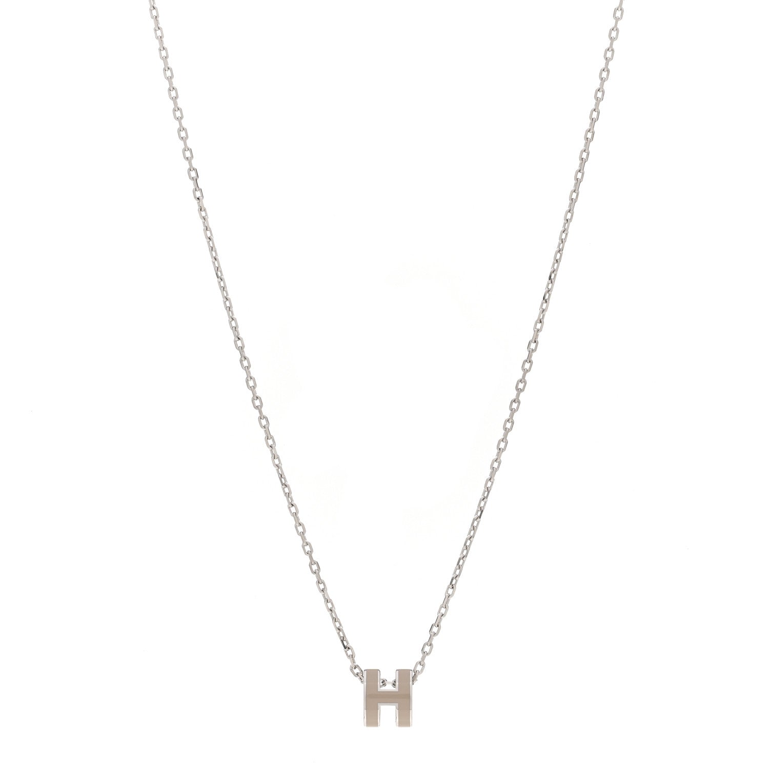 Hermes Palladium Mini Pop H Pendant Necklace Marron Glace 1 of 4