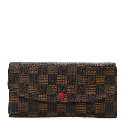 Louis Vuitton Damier Ebene Emilie Wallet Red 1 of 8