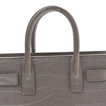 Saint Laurent Calfskin Crocodile Embossed Nano Sac De Jour Fog 15 of 23