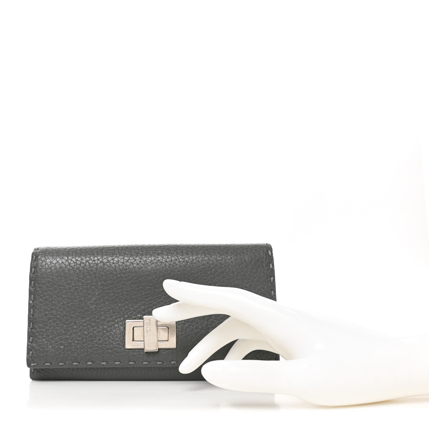 Fendi Cuoio Romano Selleria Peekaboo Continental Wallet Asfalto 2 of 7