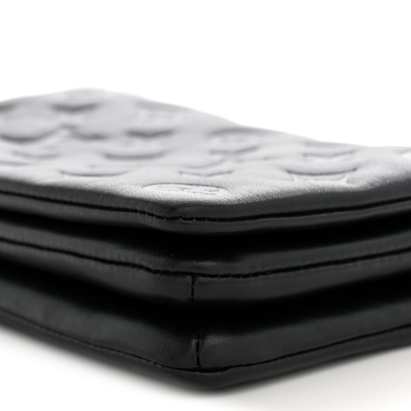 Lambskin Embossed Monogram Pochette Coussin Black