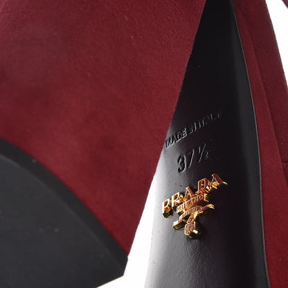 Prada Suede Crystal Embellished Platform Sandals 37.5 Burgundy 9 of 10