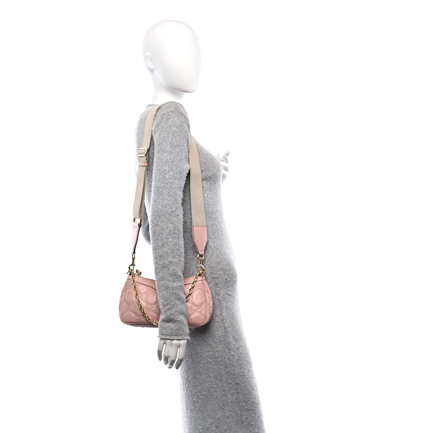 Gucci Calfskin GG Matelasse Chain Handbag Perfect Pink Natural 2 of 10