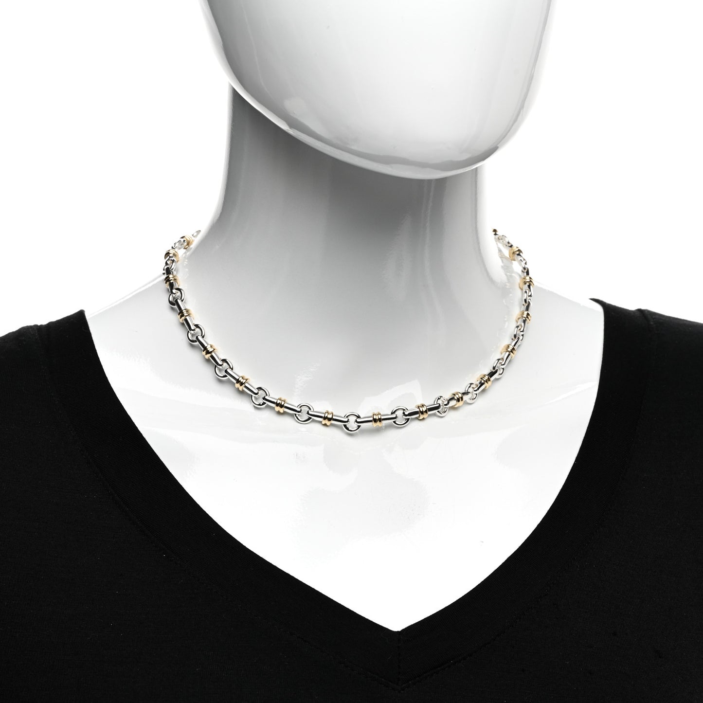 Sterling Silver 18K Yellow Gold Bar Link Necklace